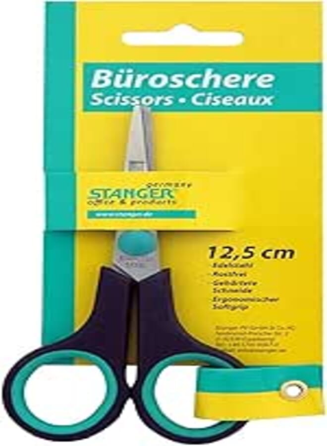Stanger Stainless Steel Office Scissors – Soft Grip Ergonomic Handle – Rust-Resistant – Precision Cutting Made in Germany(12.5cm)
